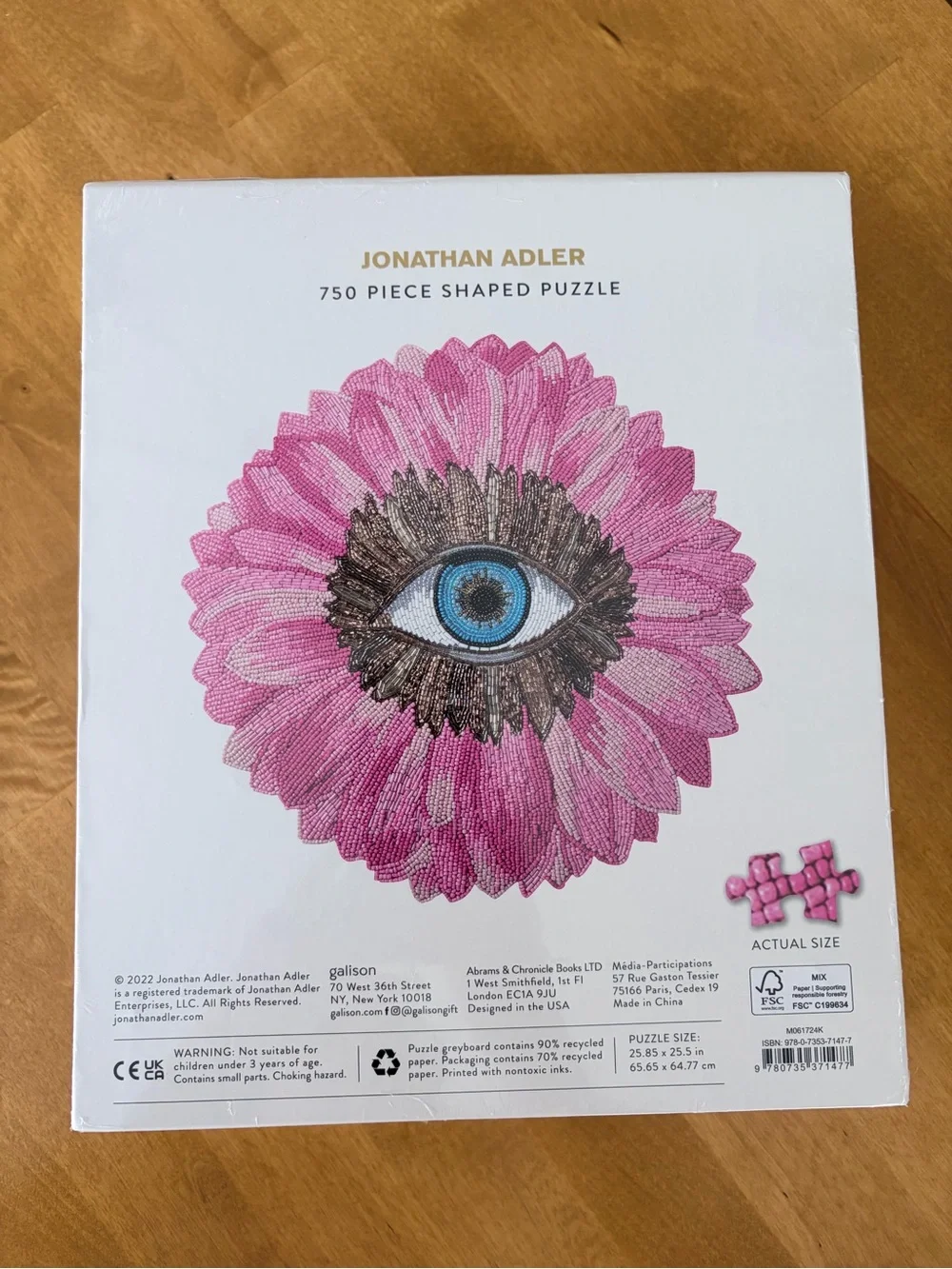 Jonathan Adler Pink & Blue Eye Floral Print puzzle by Galison